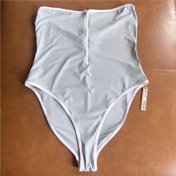 NWT SKIMS Pacific Blue Sporty Zipper Strapless One Piece Bathing Suit Size 2X - Picture 6 of 13